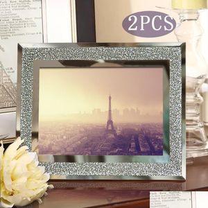 Frames And Mouldings Giftgarden 4X6 Glass Frames With Sier Side Picture Frame Sets Home Decortable Ornaments Set Of 2Pcs J190716 Dro Dhhct