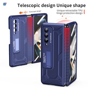 Custodie laterali doppie a 360 ° per Samsung Galaxy Z Fold 4 Custodia con cerniera in vetro Pellicola protettiva per schermo Custodia rigida