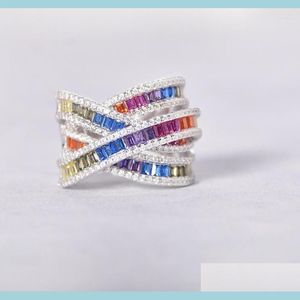 Cluster-Ringe Cluster-Ringe Farbring für Frauen Sparling Bling Zirkonia Mti Wrap Silber Farbe Klassischer Schmuck Heiligabend Dhrih