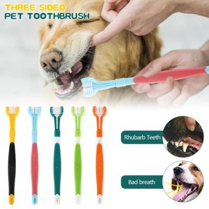 Three Sided Pet Brush Dog Grooming Toothbrush Addition Bad Breath Tartar Teeth Care Cat Cleaning Mouth Toothbrush