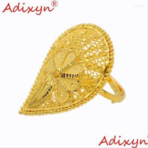 An￩is de casamento An￩is de casamento Adixyn Leaf Shape Bands Ring For Women/Teenage Girls Gold Color Jewelry