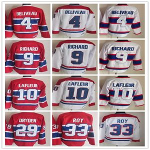 Koszulki hokejowe Vintage Montreal 10 Guy Lafleur 4 Jean Beliveau 9 Maurice Richard 29 Ken Dryden 33 PATRICK ROY Stroje Retro CCM