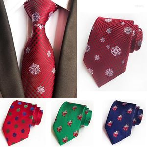 Bow Ties Hooyi Men krawat świąteczny prezent śnieżny krawat Santa Claus Silk Szyja na imprezę czerwony 8 cm