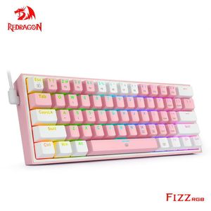 Keyboards REDRAGON Fizz K617 RGB USB Mini Mechanical Gaming Keyboard Red Switch 61 Keys Wired detachable cable portable for travel 221027