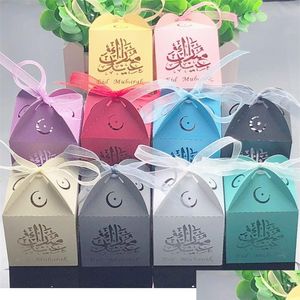 Confezione regalo 50 pezzi Eid Mubarak Candy Box Ramadan Kareem Gift Bag Storage Fai da te Happy Alfitr Islam Decorazione per feste 220427 Drop D Dhzx0