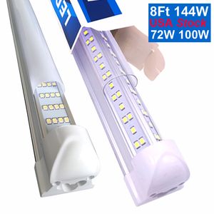 LED -butiksljus 8ft 72W 6000K Dagsljus Vit V -form T8 8 fot LED -rörljus Länkbara verktyg Taklampor för Workbench 25 Pack Crestech