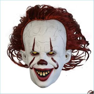 Party Masks Halloween Mask Pennywise Stephen King It Latex Led Helmet Horror Cosplay Scary Clown Masks Party Costume Props 220715 Dr Dheum