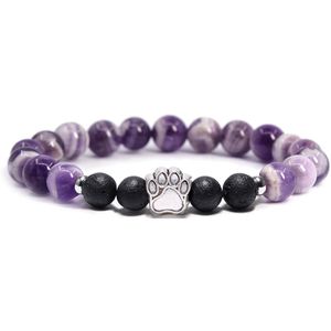 Lava Stone Bead Dog Paw Bransoletka gojenie Energia Naturalna ametyst aromaterapia dyfuzor rozciąganie elastyczna joga bransoletka