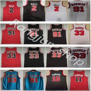 Mens 2 Lonzo Ball Basketball Jersey 11 DeMar DeRozan 23 Dennis 91 Rodman Scottie 33 Pippen Red White Black Blue Stripe