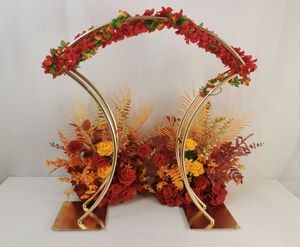 dekoracja złoty trąbka wazon koktajl stojak kwiatowy wazon kwiatowy dla centralnych stolików jadalni ślub