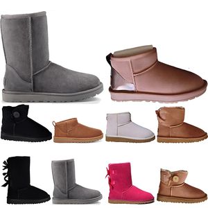 Wholesale Australias Snow Boots For Womens Ladies Ankle Black Brown Grey Australie booties Warm Full Fur Fluffy Furry Satins Bootss Winter Shoes Loafers 2022