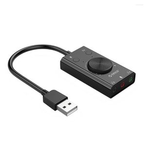 Extern USB Geluidskaart Stereo Mic -högtalare 3,5 mm headset Audio Jack Kabel Adapter Schakelaar Volym Aanpassing GRATIS Drive