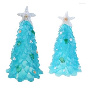 Christmas Decorations 2022 Creative Sea Beach Resin Tree Mediterranean Style Starfish Gradient Blue Princess Ornament Ocean Themed Decor