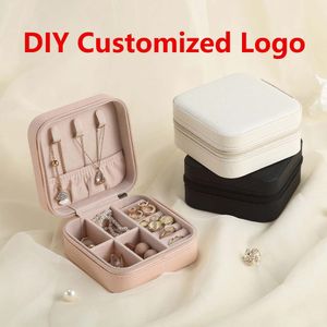 Biżuteria pudełka 2021 Organizator DIY Logo Niestandardowy personalizacja przenośna skrzynka do przechowywania skórzana skrzynka magazynowa Joyeros