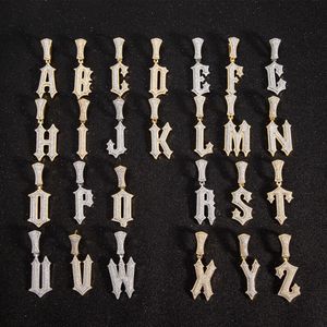 A-Z Trap Rapper Rock Star Initial Letter Pendant Halsband Män kvinnor isade ut bling riktiga guldpläterade hiphop smycken charms