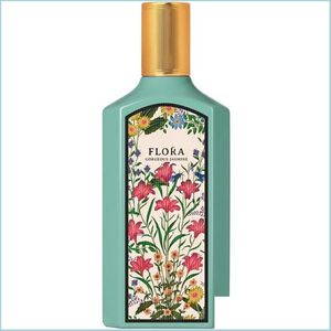 Perfume Bottle Latest Luxury Design Cologne Women Per Flora Gorgeous Jasmine 100Ml Highest Version Classic Style Long Lasting Time F Dhdmt