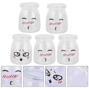 Storage Bottles 5PCS Jars Glass Yogurt Bottlepudding Lids Cupsdessert Mini Cup Jar Jelly Containers Honey Mousse Jamtasting 150Ml Favor