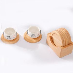 Table Mats Coffee Cups Wooden Coasters Beech Round Heat Insulation Creative Solid Wood Small Plate Cup Cushion Spot Placemat