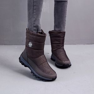 Дизайнерские женщины теплые снежные ботинки вокруг падения с меховой подкладкой Antiskid плоские зимние туфли и размер Lady Half Boot