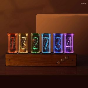 Table Clocks RGB Luxury Quasi-glow Tube Clock LED Pendulum Computer Desktop Electronic Luminous Living Room Technology Digital