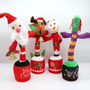 Nuovo giocattolo elettrico Babbo Natale pupazzo di neve che balla Cactus Scultura di sabbia Torsione elettrica Giocattoli di peluche Imparare a parlare e cantare bambola 1028