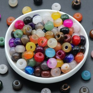 Natural Stone Big Hole Beads Bright Agates Loose Pärled för kvinnliga smycken Armband Halsbandörhängen Tillbehör 12x18mm