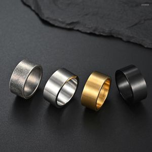 Cluster Rings 10mm Simples Interno Exterior Plano Fosco Anel Escovado Homens Mulheres Punk Hip Hop Aço/Preto/Ouro Aço Inoxidável Pulseira Jóias