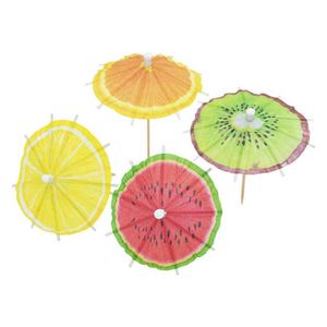 Regenschirme 1 Satz Kokosnussblätter Wassermelone DIY Papierschirm Kuchenaufsatz Picks/Cocktailschirme Getränkepicks Geburtstag/Hochzeit Party Dekoration L221028