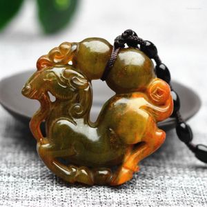 ペンダントネックレス高品質のXiuyu Jades彫刻Zodic Horse Gourdネックレスギフト