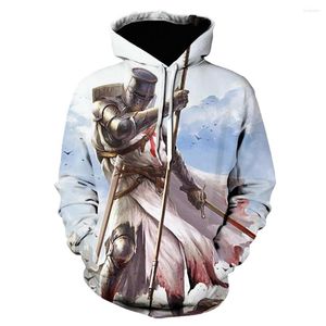 Erkek Hoodies 2022 Sonbahar ve Kış Şövalyeleri Templar Komik Harajuku Moda Erkekler Kadınlar 3dprint Street Giyim Yakışıklı Sweater