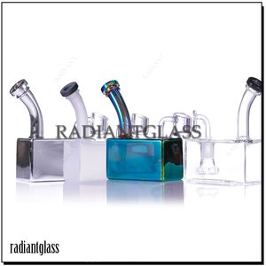 Bong dab rig in vetro quadrato, narghilè creativi con mini gorgogliatore a 14 vasche per fumare