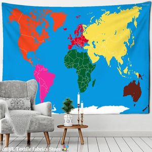Tapestries Vintage Map Tapestry Wall Hanging Boho Hippie Tapiz Living Room Aesthetics Home Decor Backdrop Fabric