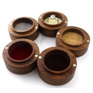 Jewelry Pouches Personalized Custom Rustic Wedding Ring Wooden Packaging Box Holder Earring Storage Ladies Gift Bead Case Wholesale