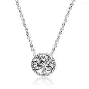 Hängen CKK Round Necklace Silver 925 Sterling Jewelry Family Tree Link Halsband för kvinnor Gift N098