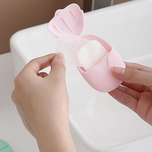 Soap Dishes 50pc/1 Box Travel Portable Disposable Boxed Paper Make Foaming Scented Bath Washing Hands Mini 3 Color Wholesale