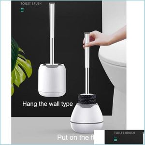 Cleaning Brushes Eyliden Tpr Toilet Brush And Holder Set Sile Bristles For Wall Hanging Floor Bathroom Clean Tool With Tweezers 2205 Dh3Yo