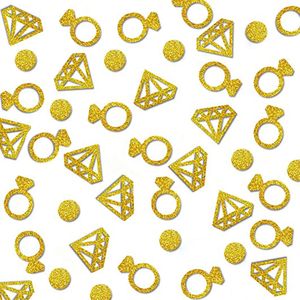 Party Decoration 100st/Pack Gold Diamond Ring Glitter Confetti Wedding Table Bridal Dusch Engagement Decor Scatter Valentines Day XB1