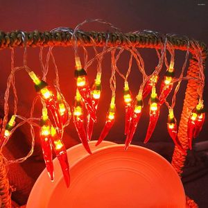 Str￤ngar 3/6m 20/40Led Pepper String Lamps Red Chili Fairy Lights Garland Wreath Hanging Light USB Batteris drivs f￶r uteplatsstaket