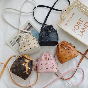 Handbags Fashion Kids printed purse girls PU leater bucket bag designer children messenger bags wallet