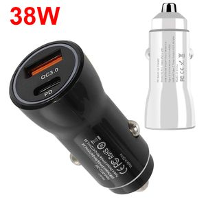 38W schnelle Autoladegeräte Dual USB QC3.0 PD Adapter für iPhone 14 13 12 Samsung Xiaomi Huawei Android Phone