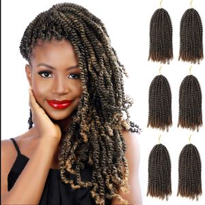 Spring Twist Hair 8 بوصات تويست الكروشيه شعر رقيقة تويست الكروشيه ضفائر الكروشيه للنساء السوداء LS33