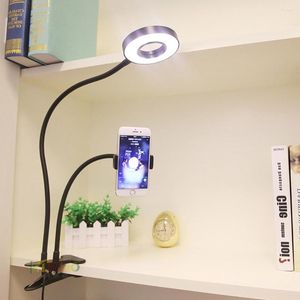Tischlampen Beauty Clip LED-Lampe mit Live-Telefonhalter Dimmer Ring Augenpflege Leselicht Schreibtisch Weihnachten USB-Geschenk