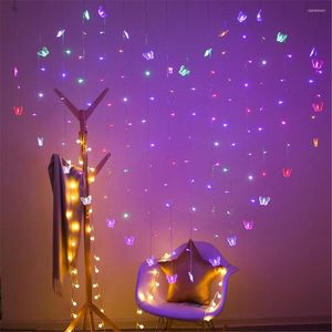 Strings Heart Light Garland LED Lampa kurtynowa z PO klipu ozdoby motyla Walentynkowe dekoracje ślubne do sypialni 2mx1,5m