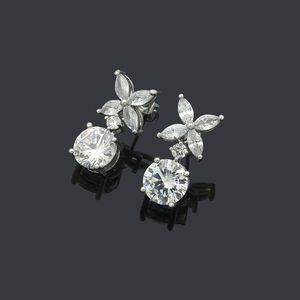 2023 Luxury diamond stud branded logo engrave jewelry lady studs trendy designer earrings Stainless Steel silver elagant women small earrings 2cm length 1cm width