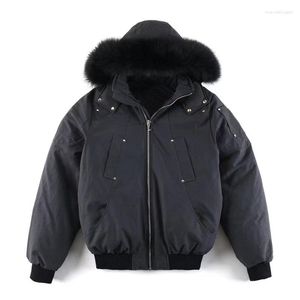 Piumino di qualità vera pelliccia invernale da uomo Mooses balistico bomber Parka giacche cappotto caldo outwear antivento corto