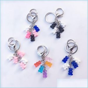 Keychains Lanyards Resin Candy Keyring Colorf Lovely Bear Keychain Cartoon Bears Dangles Pendant Cute Girl Dangle 6 Colors Drop De Dh2Fp