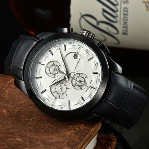 Top Luksusowa marka automatyczna mechaniczna zegarek mechaniczny Modna wypoczynek wielofunkcyjny 6-pinowy kalendarz ze stali nierdzewnej zegarki skórzane zegarki