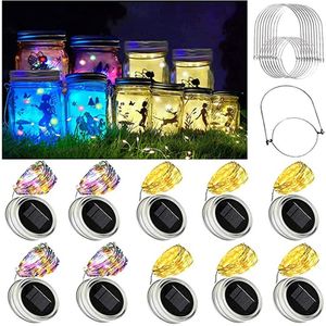 Strings 20/10 Solar Power Leds Fairy String Light Mason Jar Lid Christmas Party Garden Outdoor Wedding Luminous Decoration