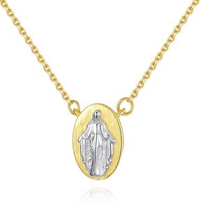 Ny S925 Silver Virgin Mary Pendant Halsband Kvinnans smycken pl￤terade 18k Guld Delikat krage kedja halsbandstillbeh￶r g￥va