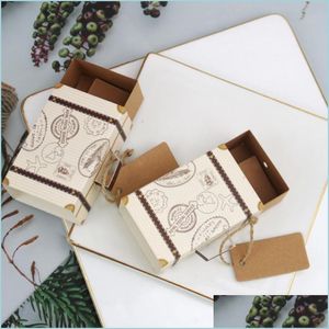 Gift Wrap 50Pcs Mini Suitcase Kraft Paper Candy Box Gifts Travel Themed Wedding Party Favors For Baby Shower Birthday Supplies Drop Dhmu6